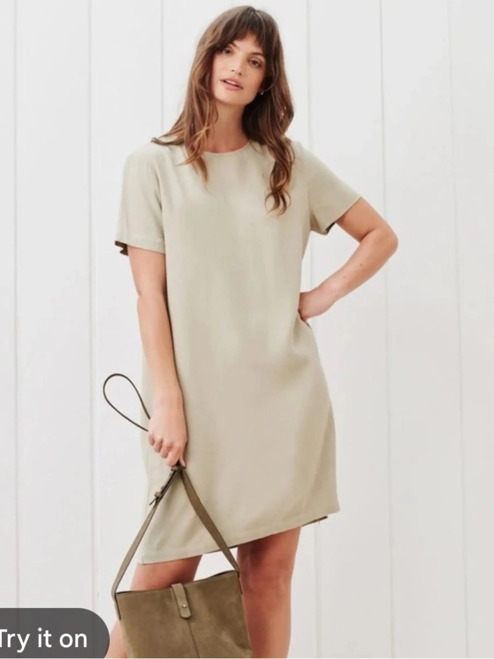 Jenni Kayne Palmer Cream Crepe T-Shirt Dress